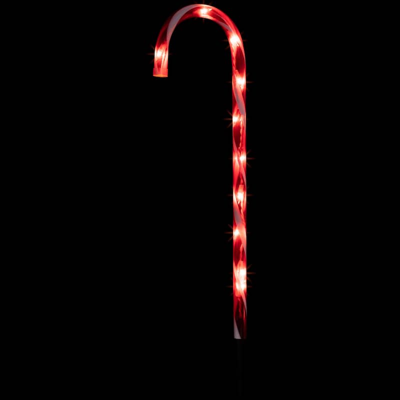 Lighted Candy Cane 8-Function Outdoor Christmas Pathway Markers - 24" - Set of 8 - Red