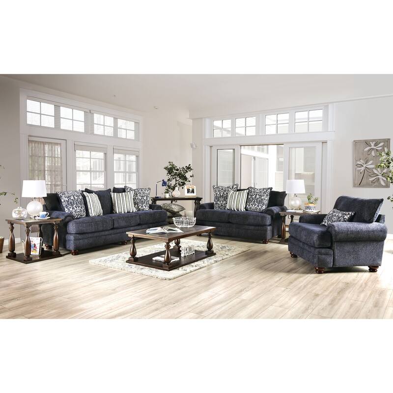 Slay Transitional NavyBlue Chenille Loveseat by Furniture of America