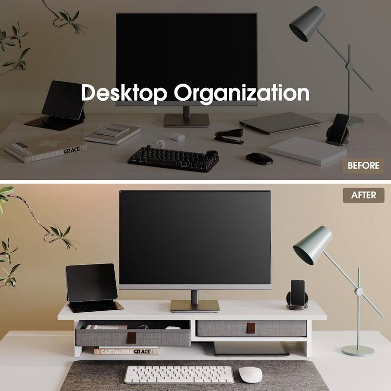 Fenge Dual Monitor Stand, 2 Tiers Monitor Riser for Desk