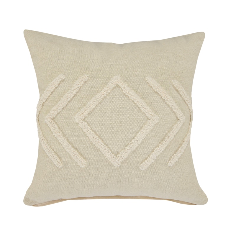 20" X 20" Birch And White 100% Cotton Geometric Zippered Pillow