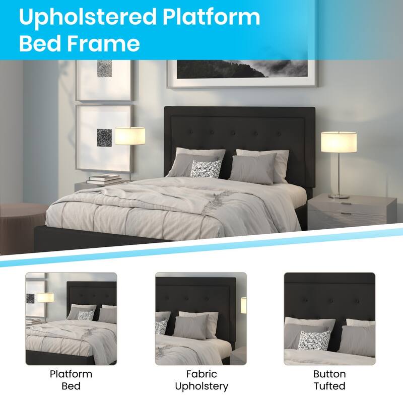 Panel Tufted Upholstered Platform Bed