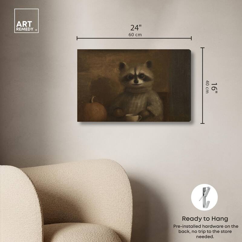 Raccoon Reverie Canvas by Art Remedy, Gallery Wrapped