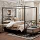 Iron traditional canopy bed frame black - Black - Full
