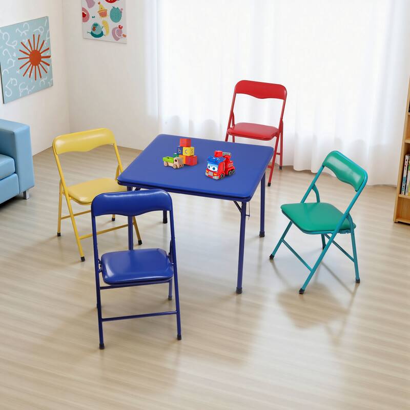 Homylin Kid's 5-piece foldable square table and chair set, Kid's activity table and chair set,suitable for Home classrooms - N/A