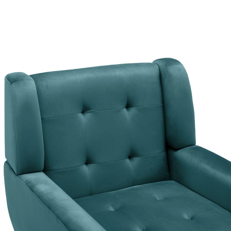 Tufted Wingback Accent Chairs Linen/Faux Leather/Velvet Armchairs Set of 2