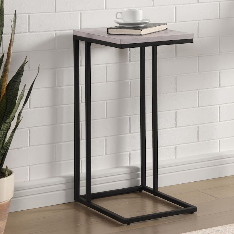 Rendrick Industrial 16-inch Steel C-shaped Side Table by Furniture of America - Antique White