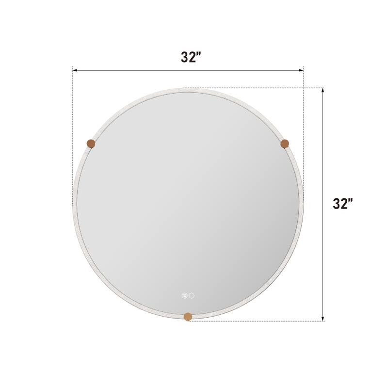 32" Wall Mounted Bathroom Round Framed Acrylic PMMA luminous LED Mirror With Memory Function - 32"Wx32"H