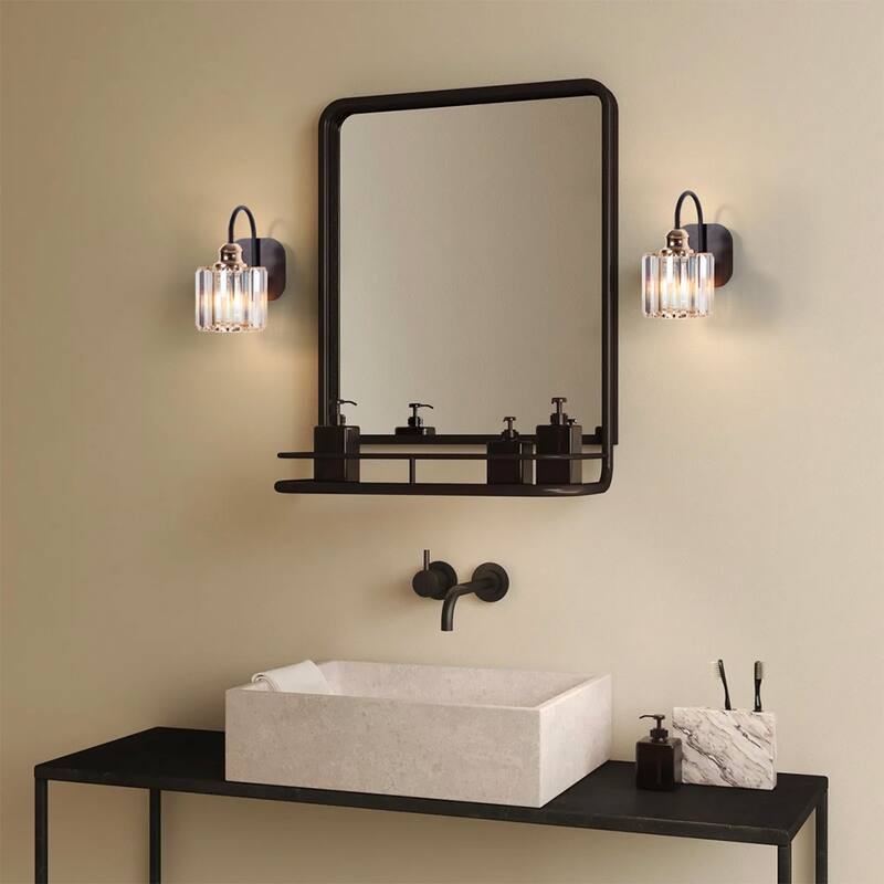 ExBrite Modern Rose Gold Dimmable Bathroom Crystal Vanity Lights