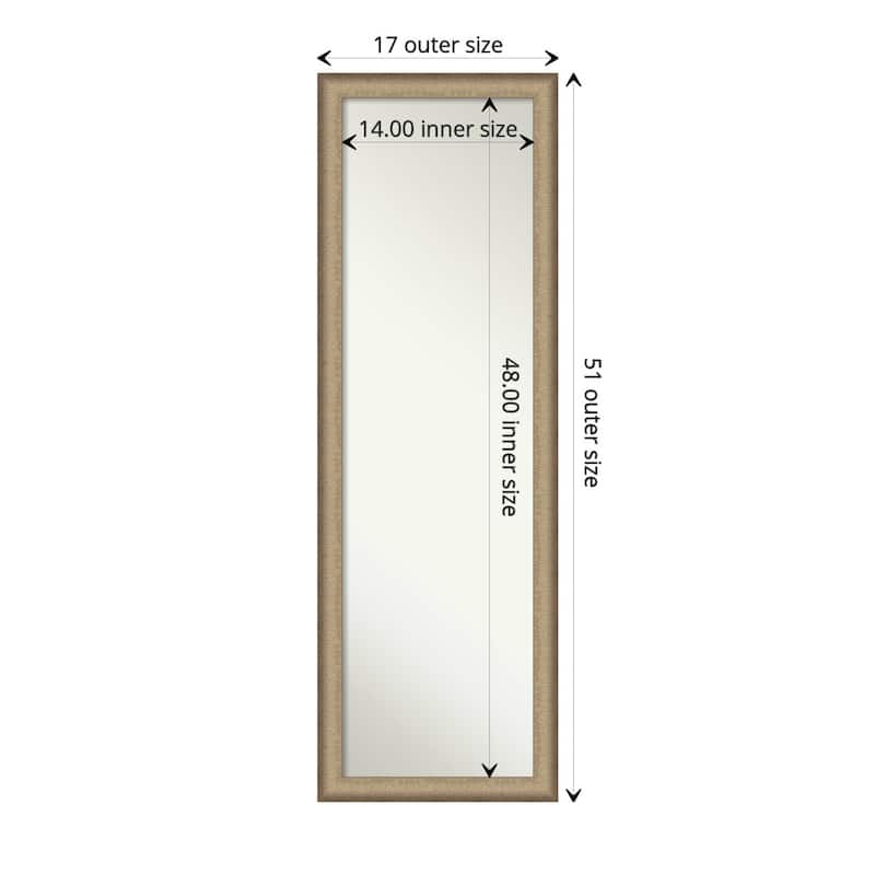 Non-Beveled Full Length On The Door Mirror - Elegant Brushed Frame - Outer Size: 17 x 51 in - Elegant Brushed Bronze Narrow