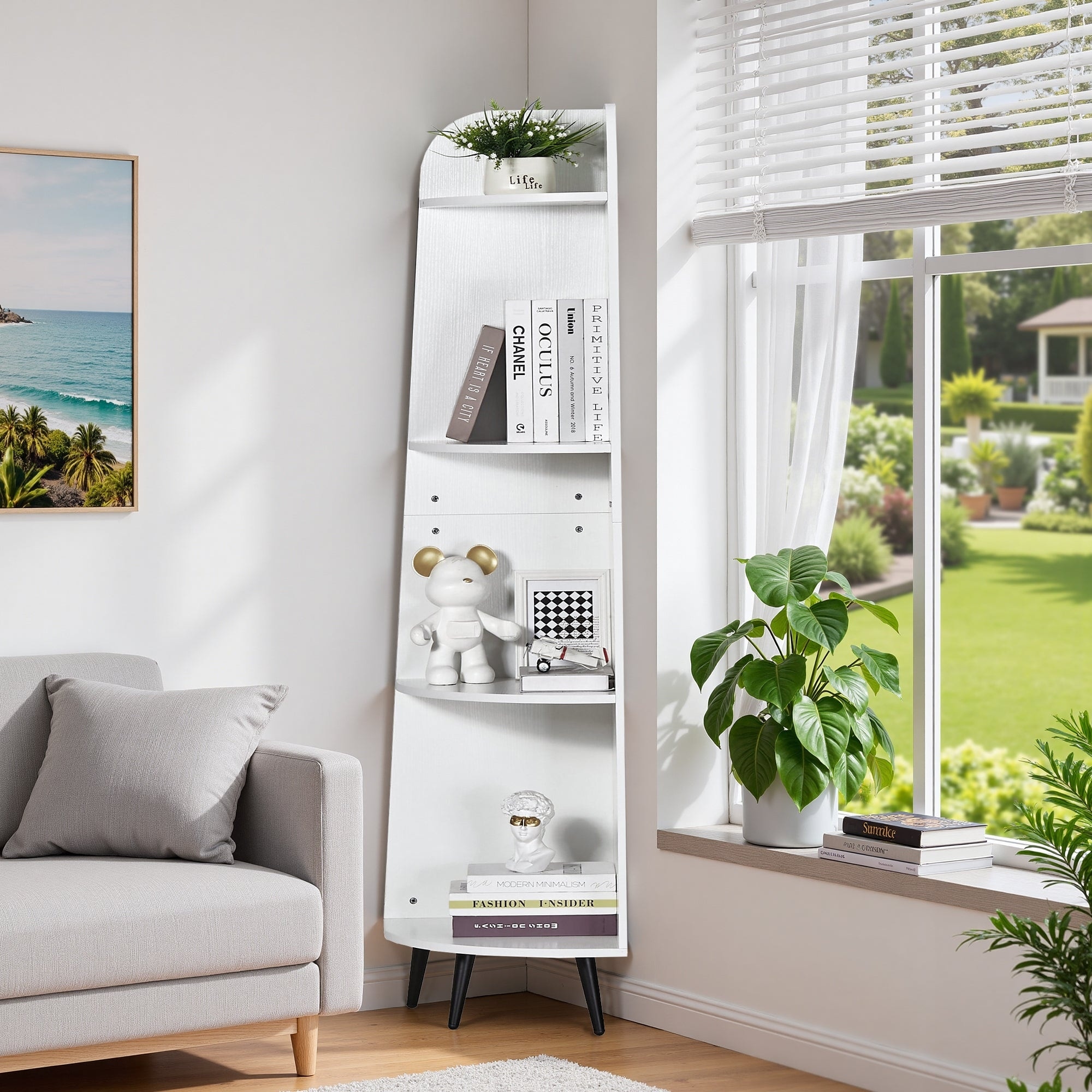 corner rack ポストモダン Javlergo-Corner-Shelf-4-Tier-