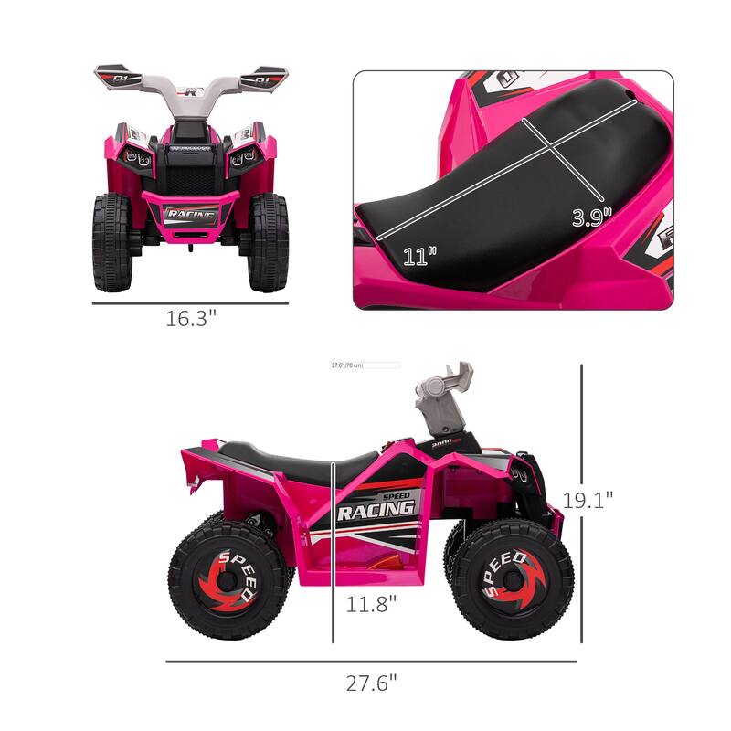 Aosom Kids ATV Quad Car, 6V Four-Wheeler w/ Forward Backward