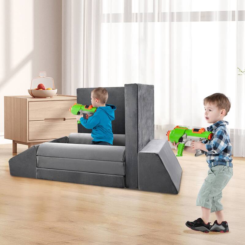 DoCred 10-Piece Kids Couch Sofa, Modular Toddler for Playroom Bedroom - 63"×31.5"×19.7"