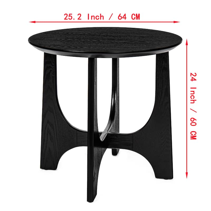 Roomfitters 25" Round End Table, Modern Black MDF Side Table, Night Stand for Living Room or Bedroom