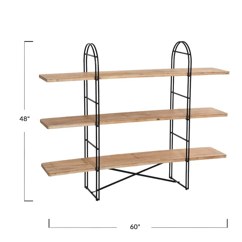 Wood and Metal Adjustable Shelving Unit - N/A