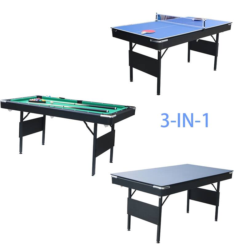 65.7" Portable 3-in-1 Game Tables,Pool,Ping Pong,Tabletop for Home - N/A - Green