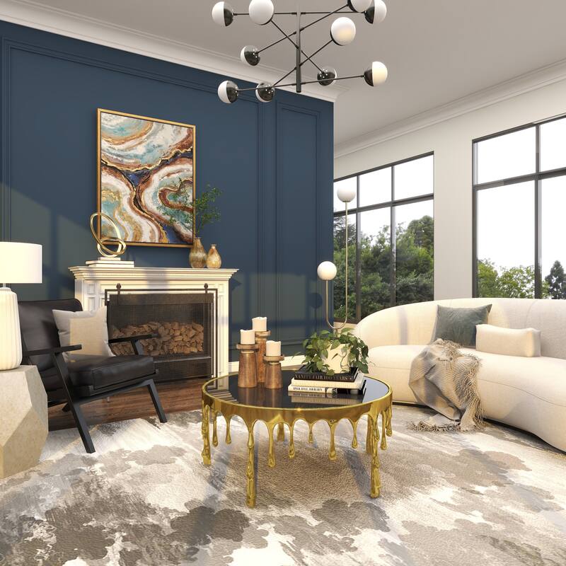 Aluminum Metal Accent, Console, and Coffee Table Collection with Drip Melting Design and Smoke Shaded Glass Top Multiple Colors