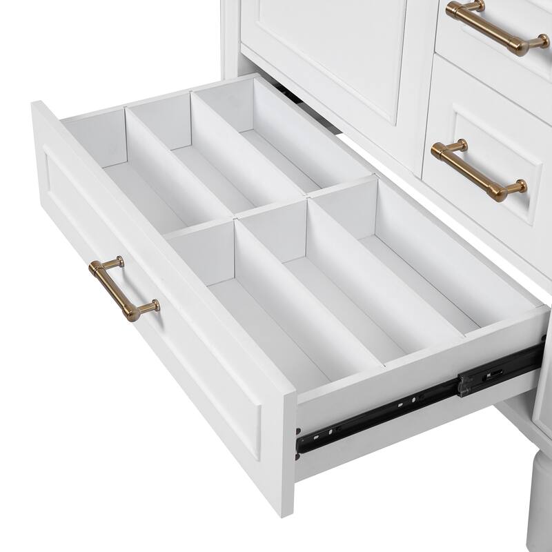30" Bathroom Vanity with Ceramic Sink Combo, Soft-Close Door Bathroom Storage Cabinet with 3 Drawers