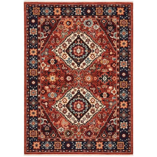 slide 2 of 3, Style Haven Leander Double Medallion Fringed Wool Blend Area Rug 2' x 3' - Rectangle