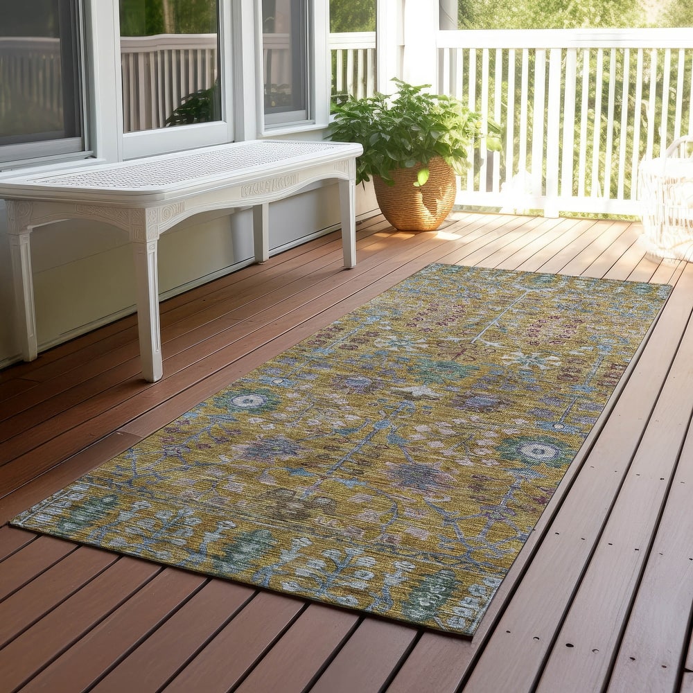 Machine Washable Indoor/ Outdoor Traditional Classic Chantille Rug