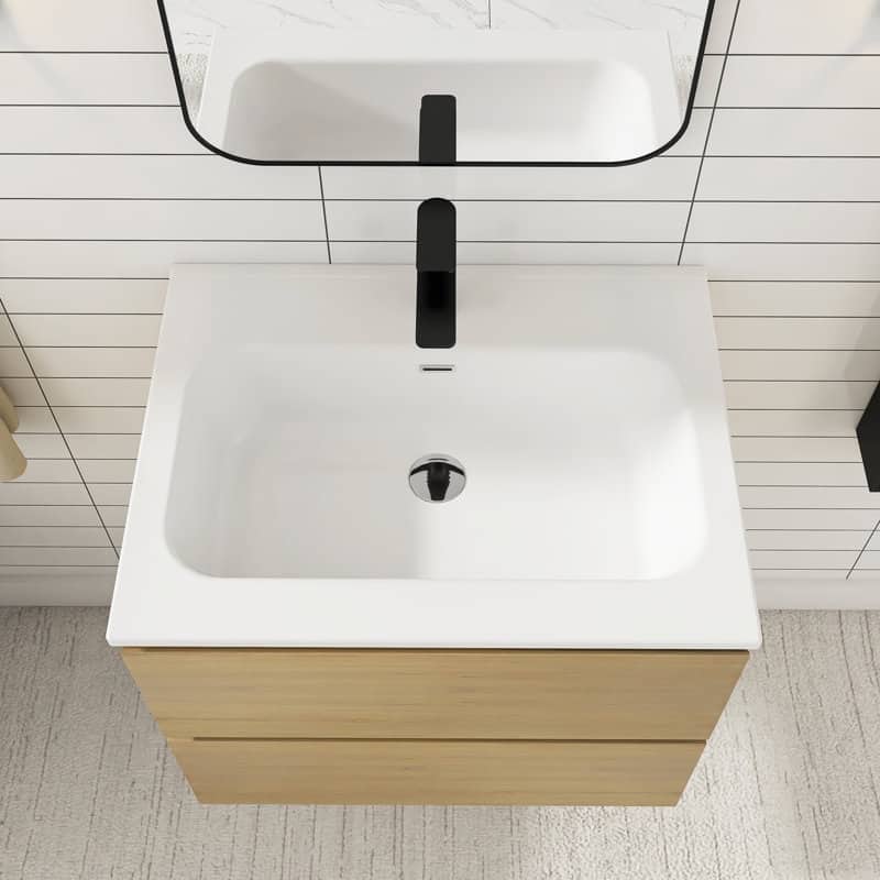 24 inches Wall-mounted Bathroom Vanity Set with White Ceramic Integrated Sink - 24" x 18"