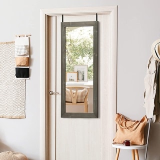 Over The Door Mirror Full Length Door Mirror with Wood Frame Hanging ...