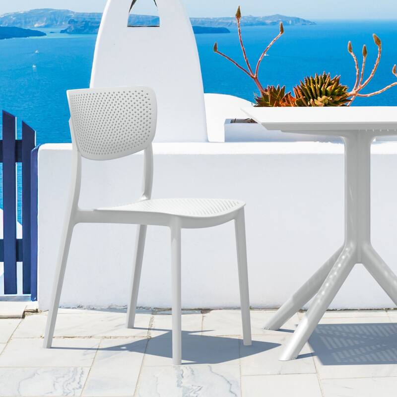 3-Piece White Solid Outdoor Patio Bistro Set 33"