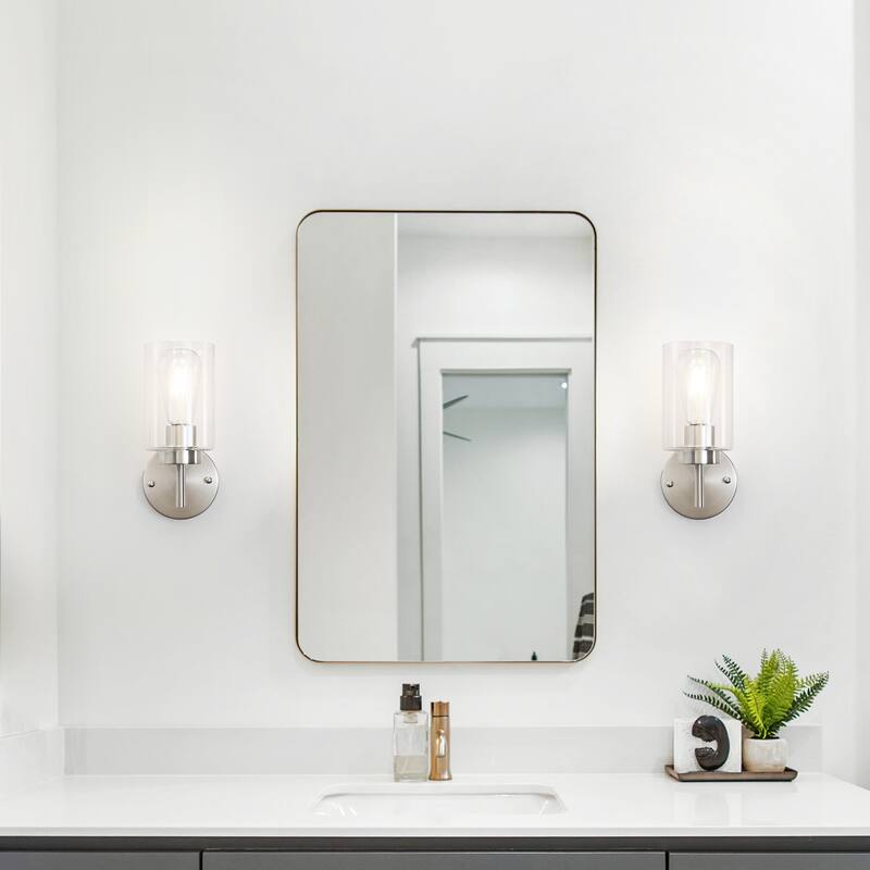 1-Light Modern Wall Sconce Bathroom Vanity Light with Glass Shade