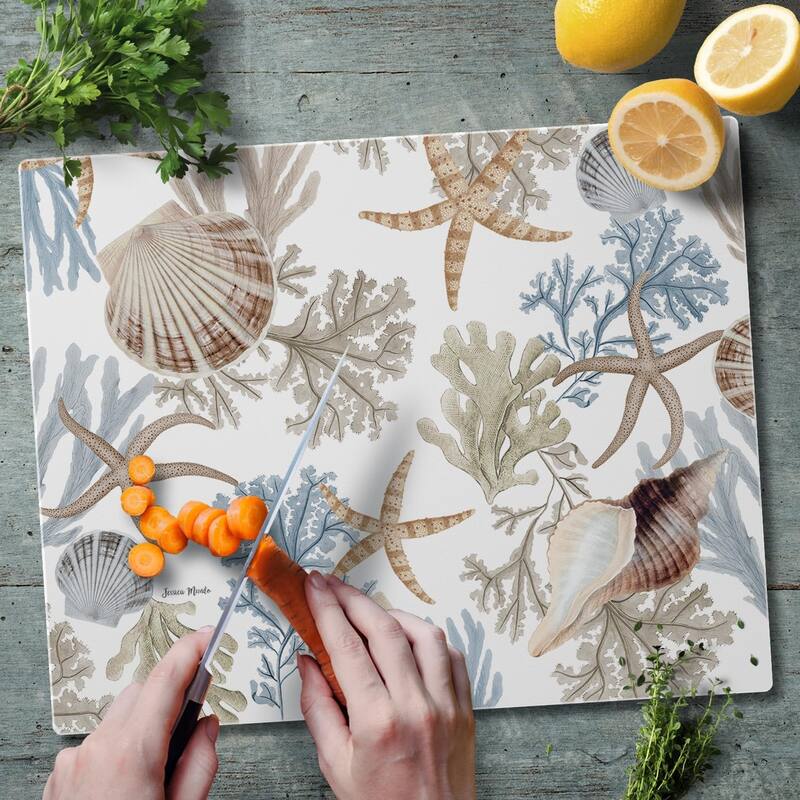 Beyond The Shore 3mm Heat Tolerant Tempered Glass Cutting Board 15” x 12” Manufactured in the USA Dishwasher Safe