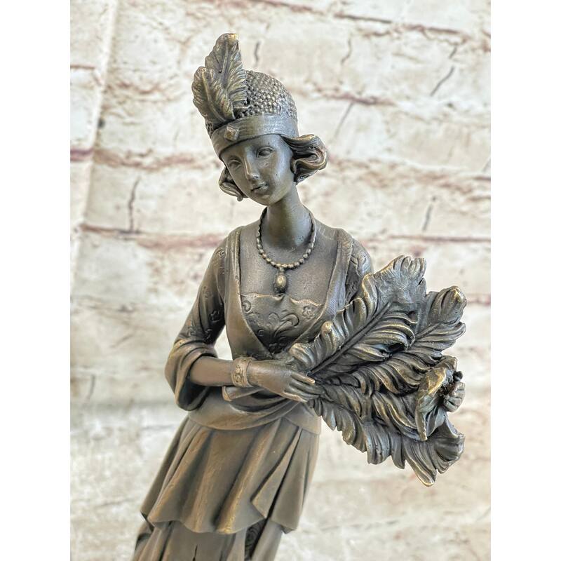 Signed Original Kin 1920 Art Deco Style Woman Bronze Sculpture Figurine