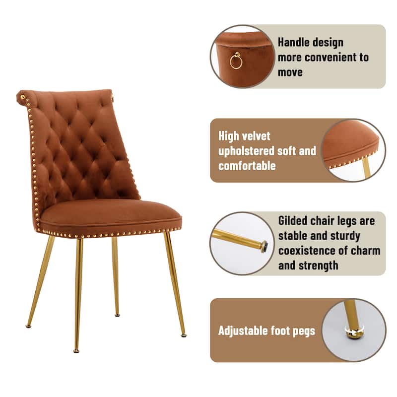 Clihome Modern Velvet Upholstered Featured Dining Chairs (Set of 2)