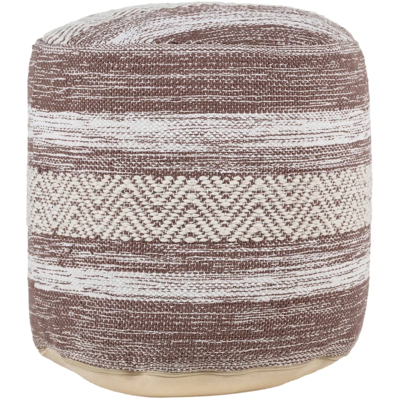 Surya Nessa Woven Heathered Stripe 16-inch Cylinder Pouf