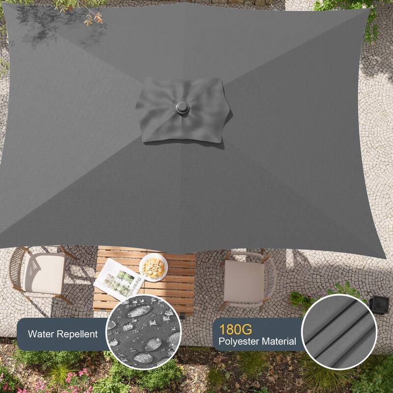 LIVOOSUN 10 x 6.5ft Outdoor Market Patio Umbrella w/Tilt and Crank