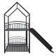 preview thumbnail 10 of 8, Black Twin Over Twin Bunk Beds with Slide, Metal House Bunk Bed, Low Twin Bunk Beds with Built-in Ladder, No Box Spring Needed