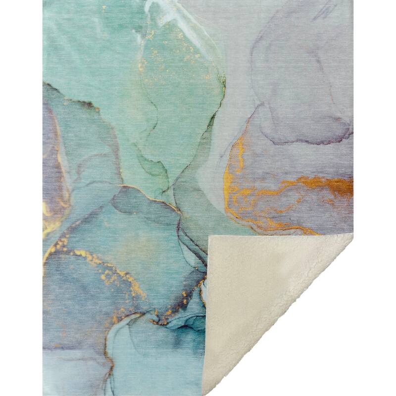 Premium Machine Washable Abstract Contemporary Sherpa Throw Blanket
