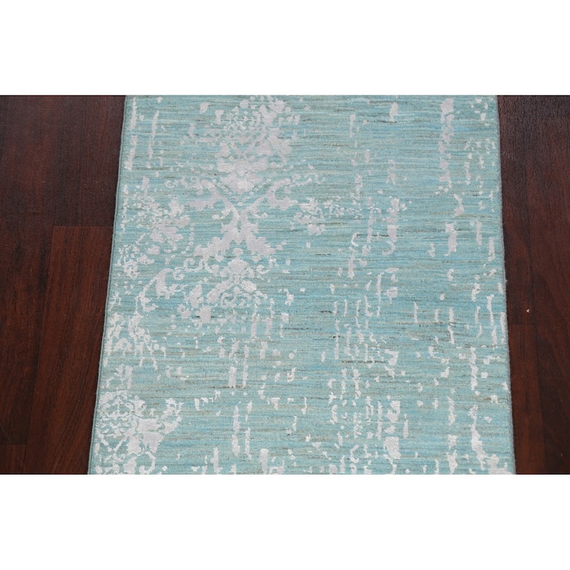 Vegetable Dye Art & Craft Oriental Runner Rug Hand-knotted Wool Carpet - 2'8" x 9'11"