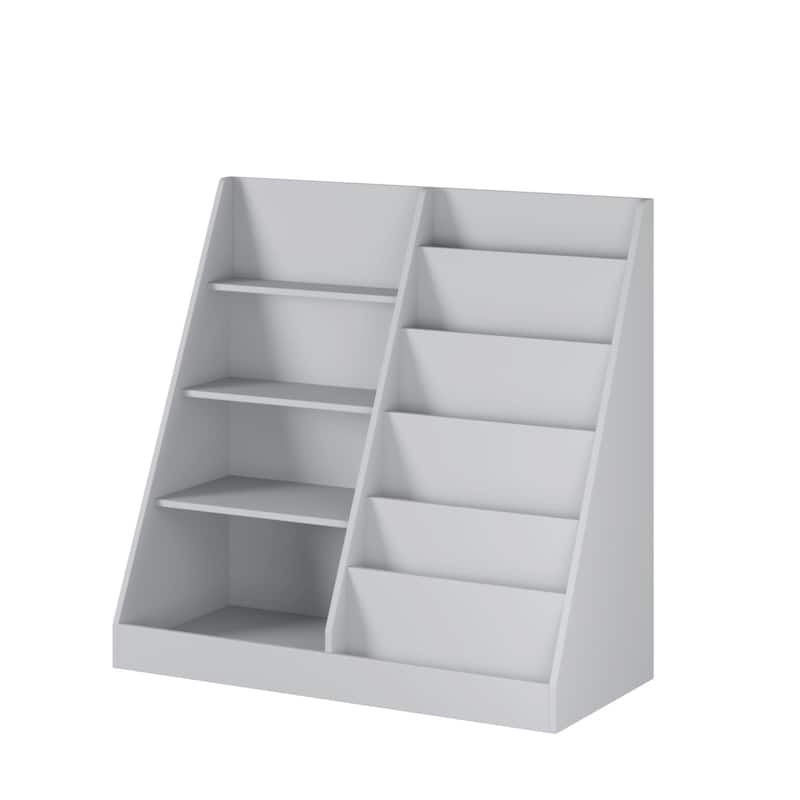 Kids Bookshelf and Toy Storage Organizer, Multifunctional 4 Tier Wooden Kids Book Shelf with Bookcase Display Stand