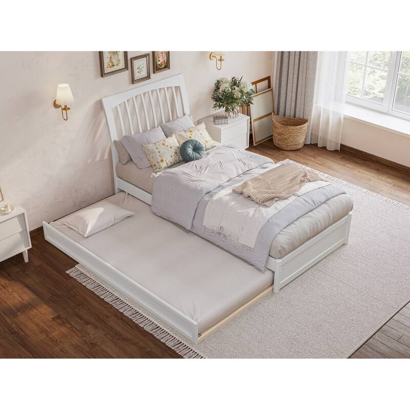Roslyn Platform Bed with Modern Panel Footboard and Twin XL Trundle