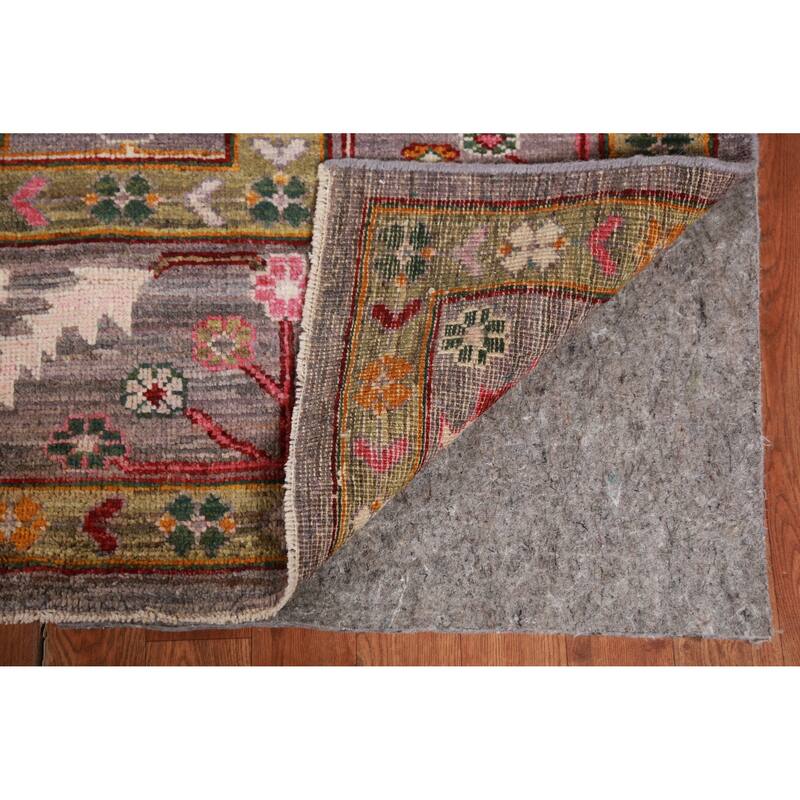 Hand Knotted Oriental 100% Wool Carpet Transitional All-Over Brown Oushak Area Rug - 12' 4'' X 9' 0''