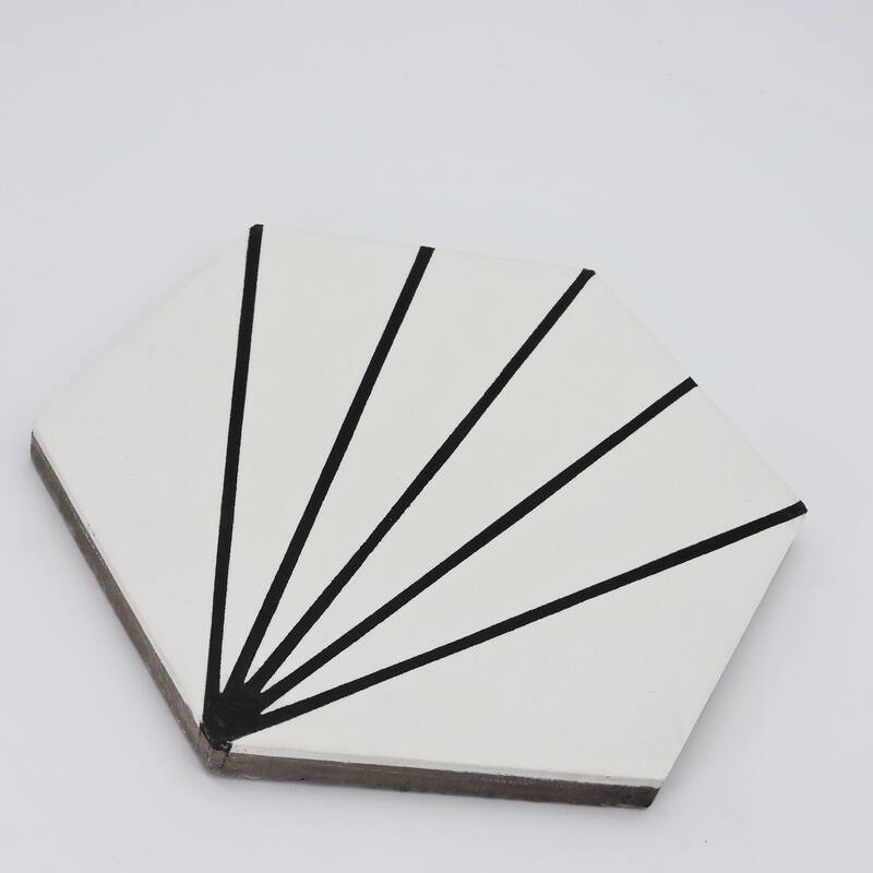 Handmade Menara in White and Black Tile, Pack of 12 (Morocco)