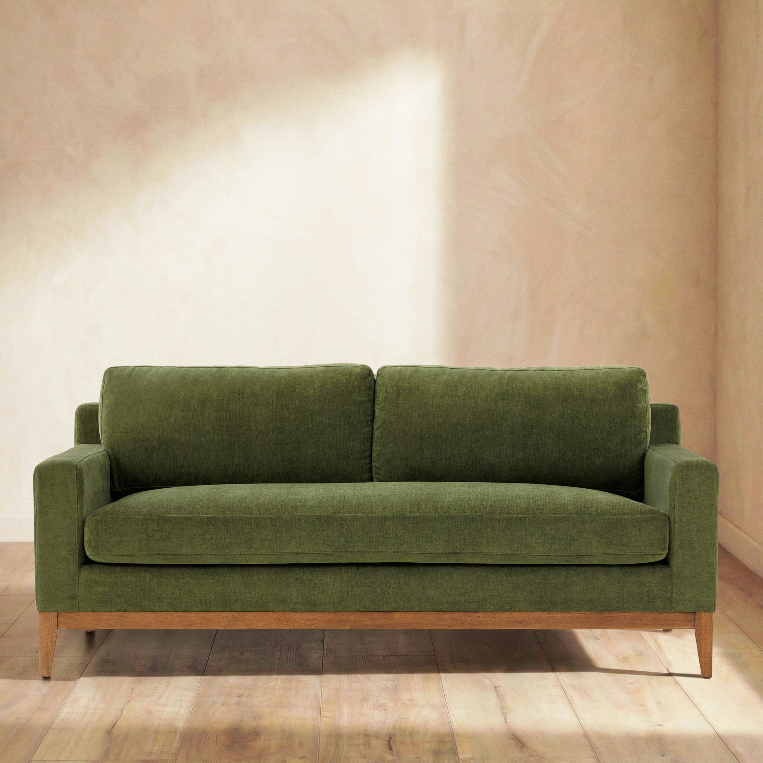 Poly & Bark Zyon 75" Fabric Apartment Sofa in Distressed Green Velvet