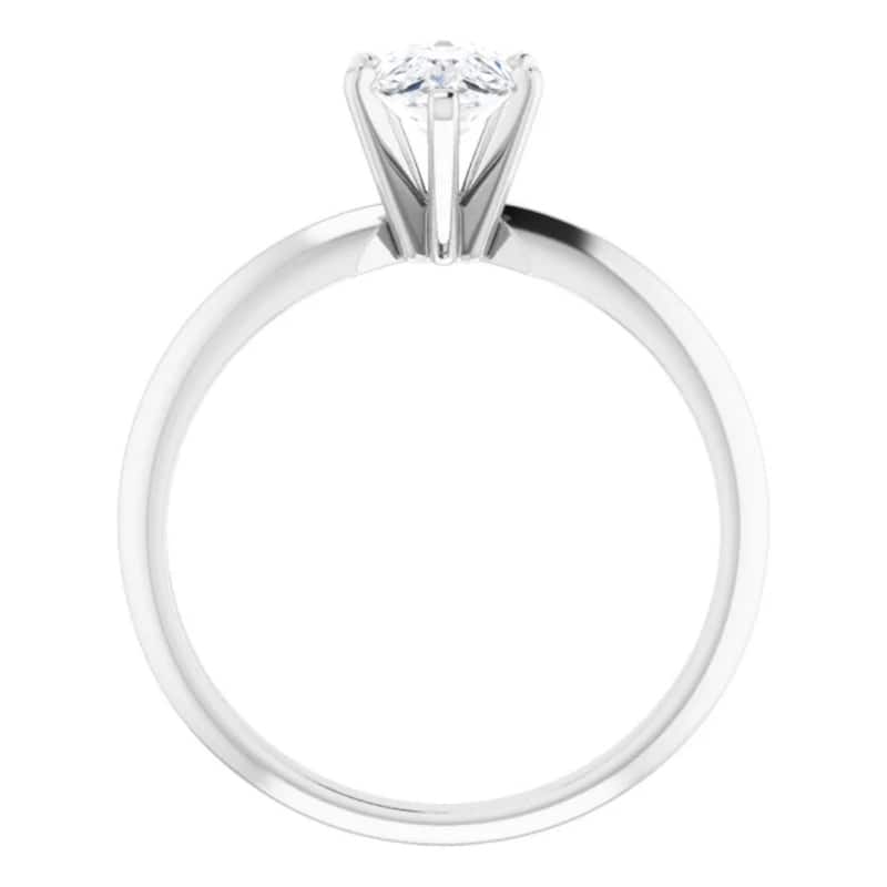 1Ct Pear Moissanite Solitaire Engagement Ring 14k White Gold