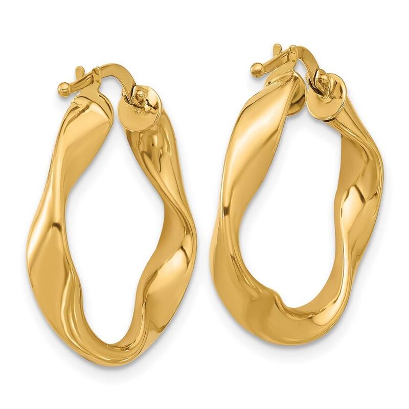 Curata 14k Yellow Gold Small Twisted Hoop Earrings - 24.7x23.1mm