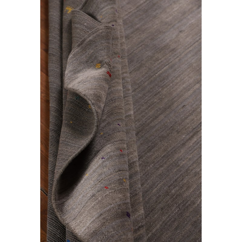 Earth Tone Gabbeh Indian Area Rug Silk Carpet - 8'0" X 9'9"