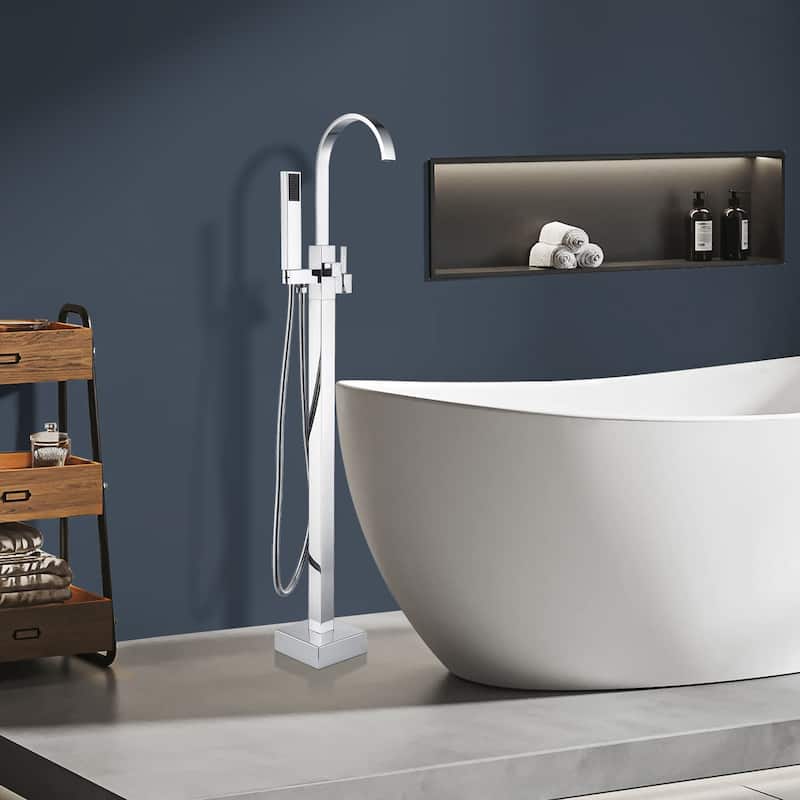 Topcraft Floor Mounted Bathtub Filler with Handheld Showerhead