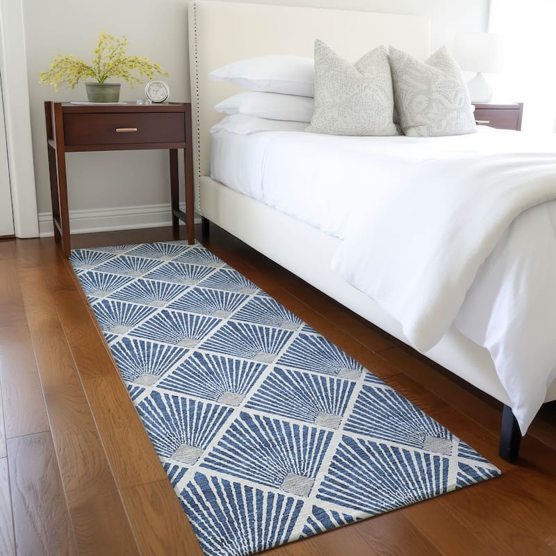 Machine Washable Indoor/ Outdoor Chantille Modern Shells Rug