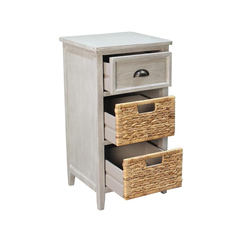 M4H Verdon Solid Wood Natural Water Hyacinth Drawer Accent Cabinet - N/A