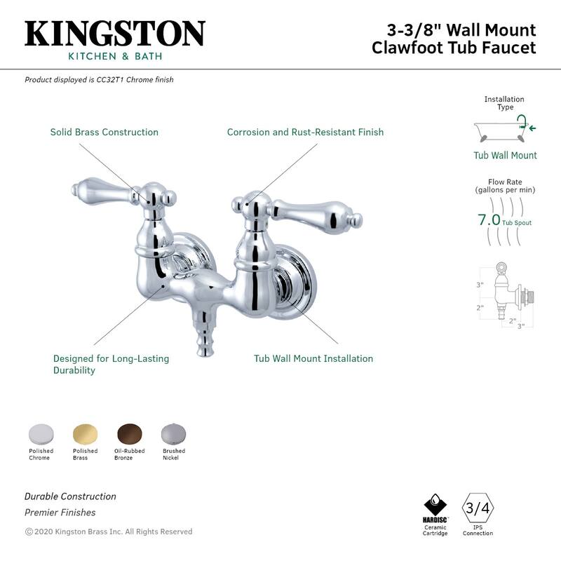 Kingston Brass Vintage Wall Mounted Clawfoot Tub Filler with Porcelain