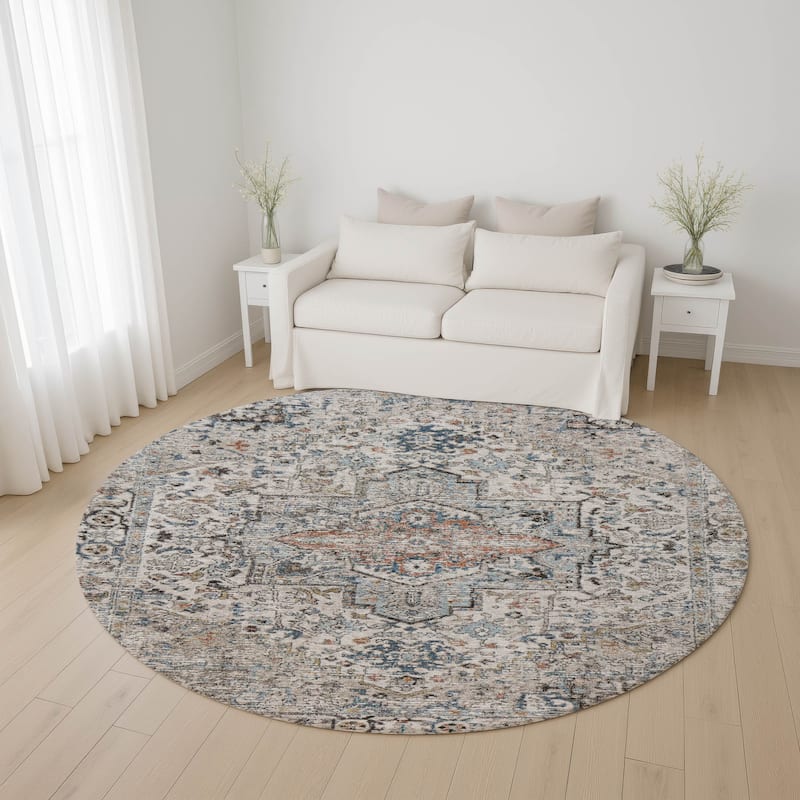 Premium Washable Super Soft Traditional Mayfield Rug - Ivory - 8' x 8'