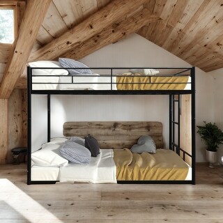 Twin Over Twin Metal Bunk Bed with Full-Length Guardrails,Convertible Design