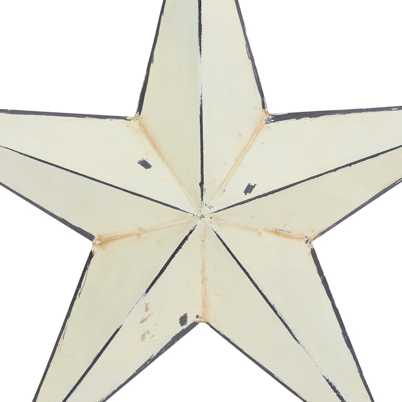 Cream Metal Star Home Wall Decor (Set of 3) - 24 x 4 x 24